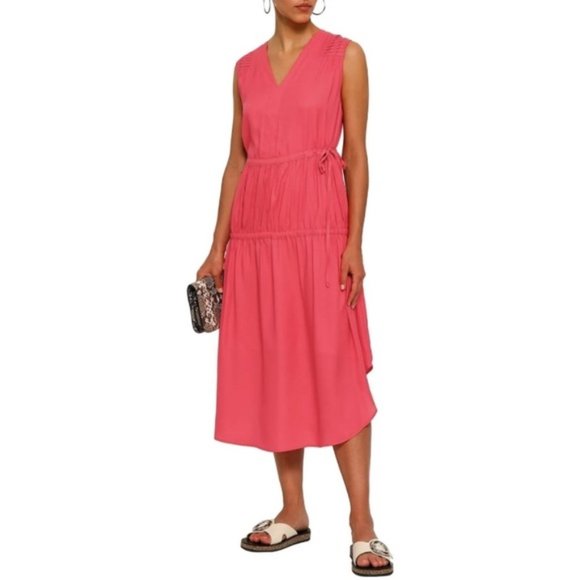 DKNY Orange Modern Boho Sleeveless V-Neck Tiered Tie Maxi Dress Size XL - Picture 1 of 9